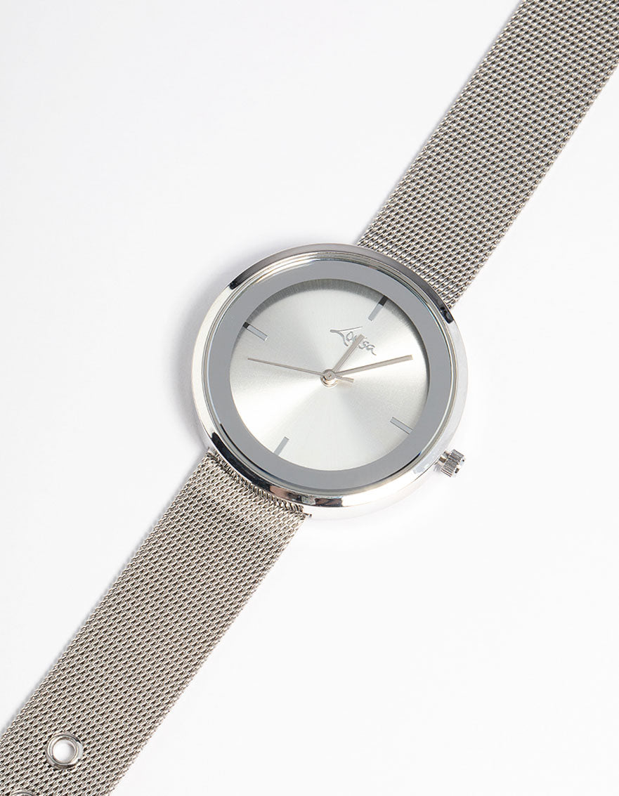Silver Mesh Window Face Watch