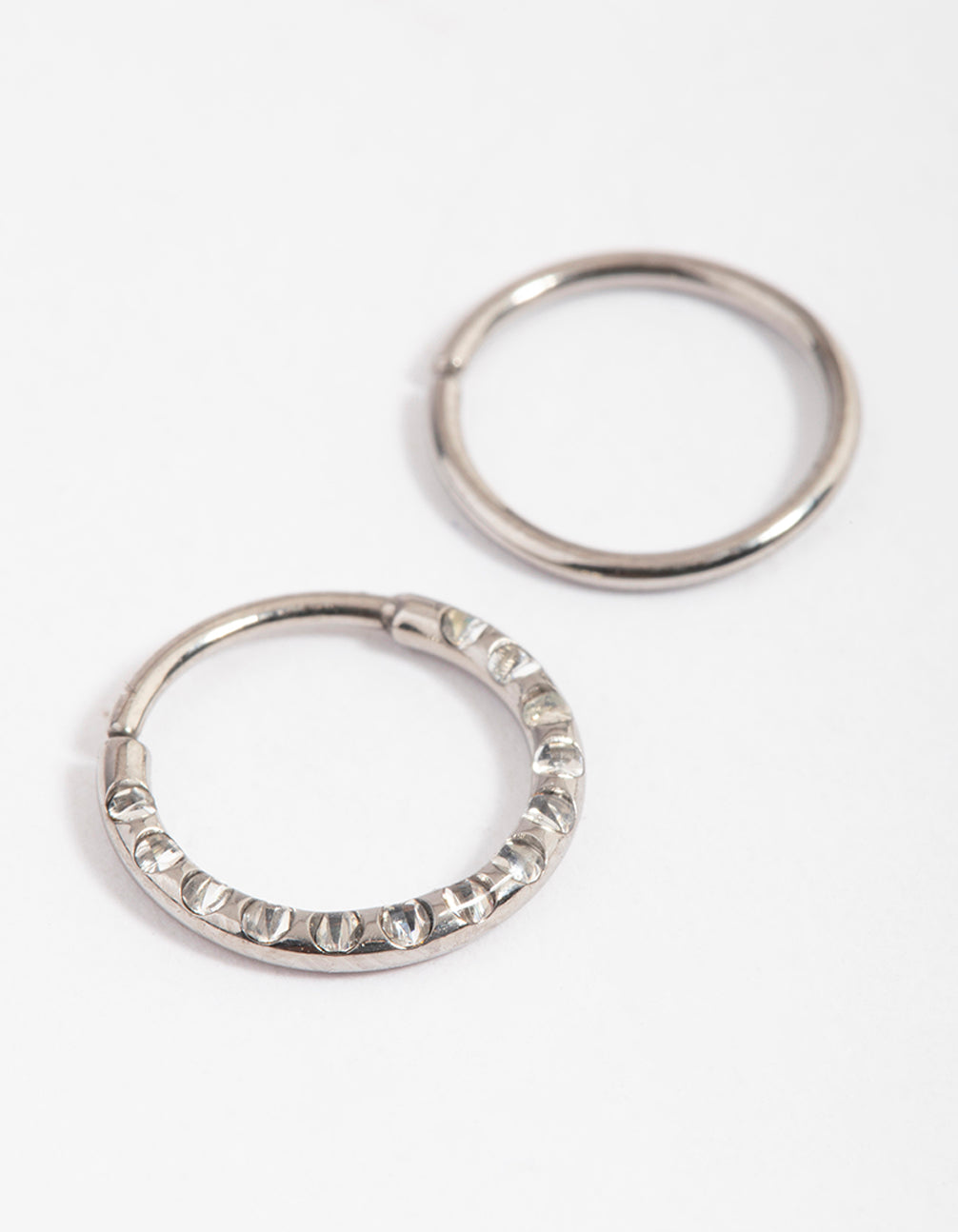 Titanium Cubic Zirconia Texture Ring Nose Pack