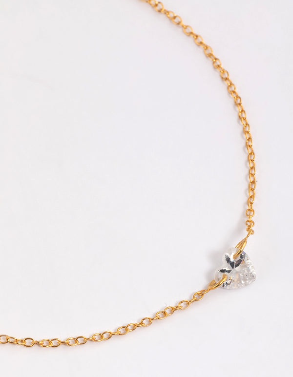 Gold Sterling Plated Floating Heart Bracelet