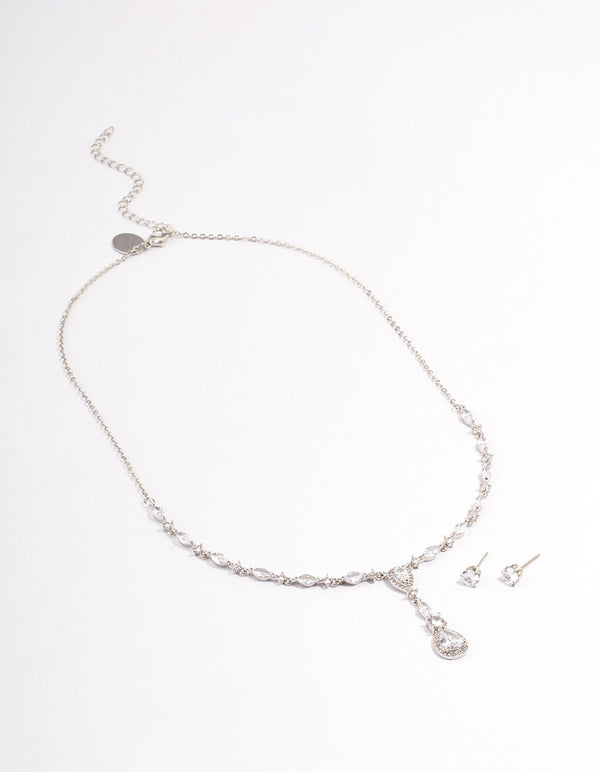 Silver Oval Pear Jewellery Set