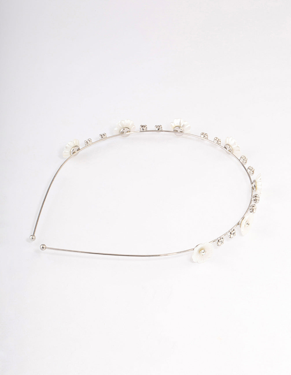 Silver Pearly Diamante Flower Headband