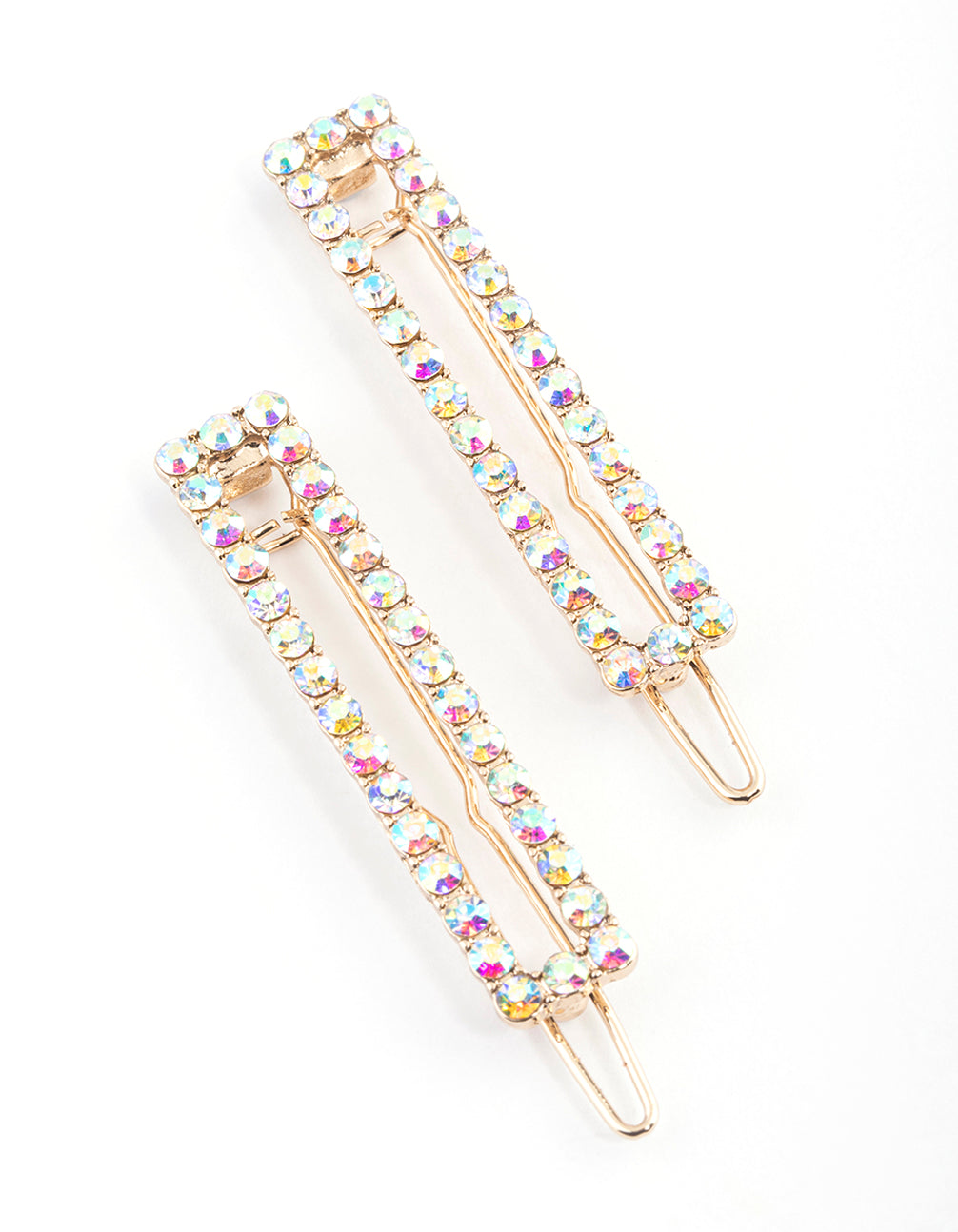Gold Rectangle Cupchain Hair Clips Pack