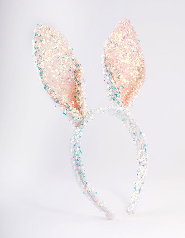 Kids Fabric Sequin Bunny Ear Headband