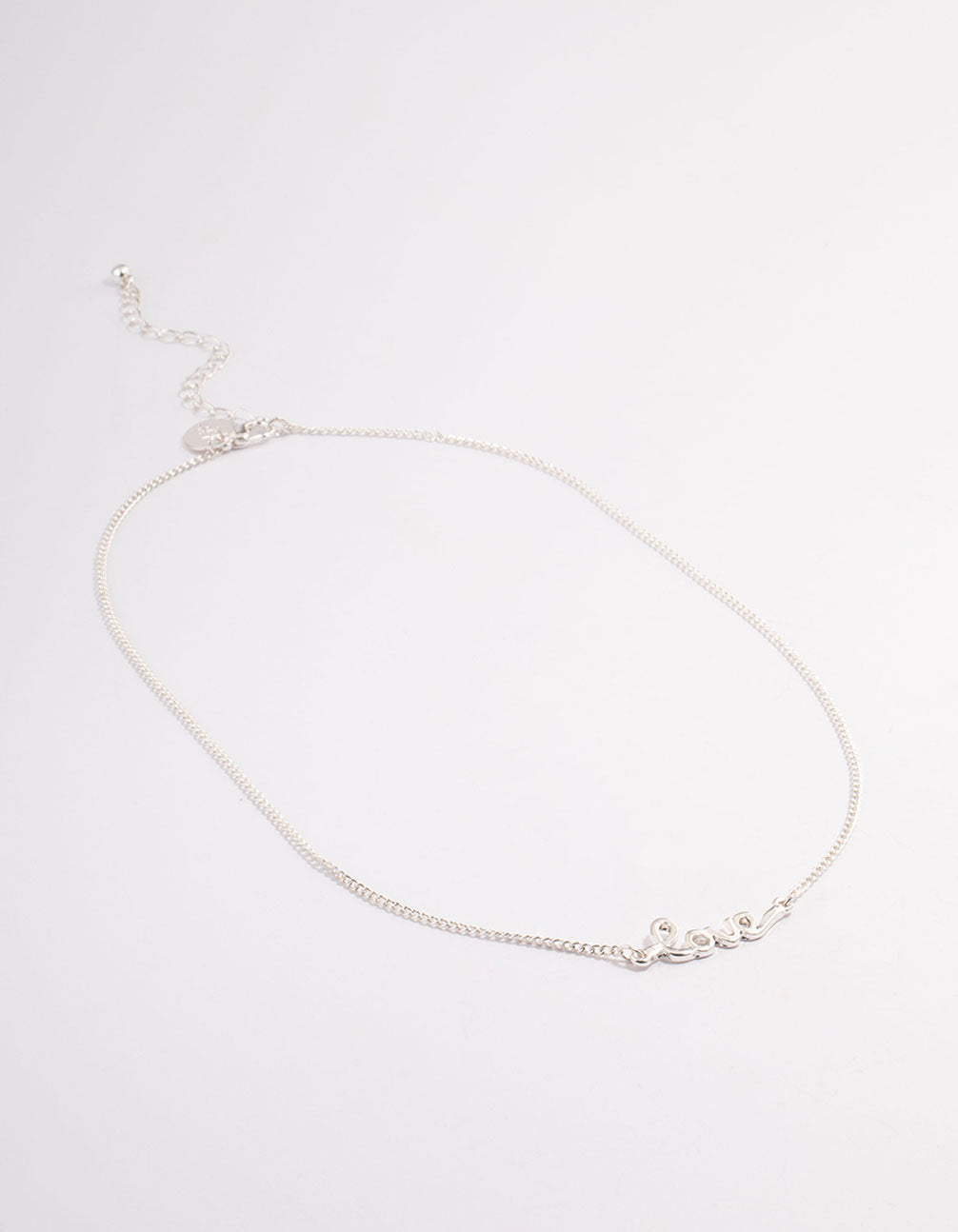 Silver Love Script Necklace