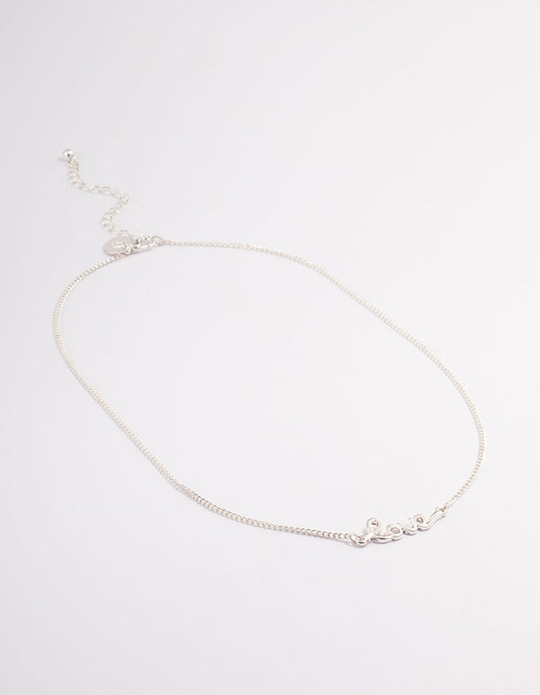 Silver Love Script Necklace