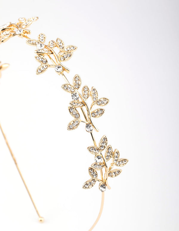 Gold Diamante Leaf Headband