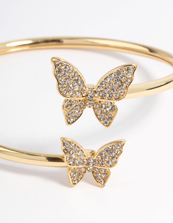 Gold Plated Double Butterfly Bangle