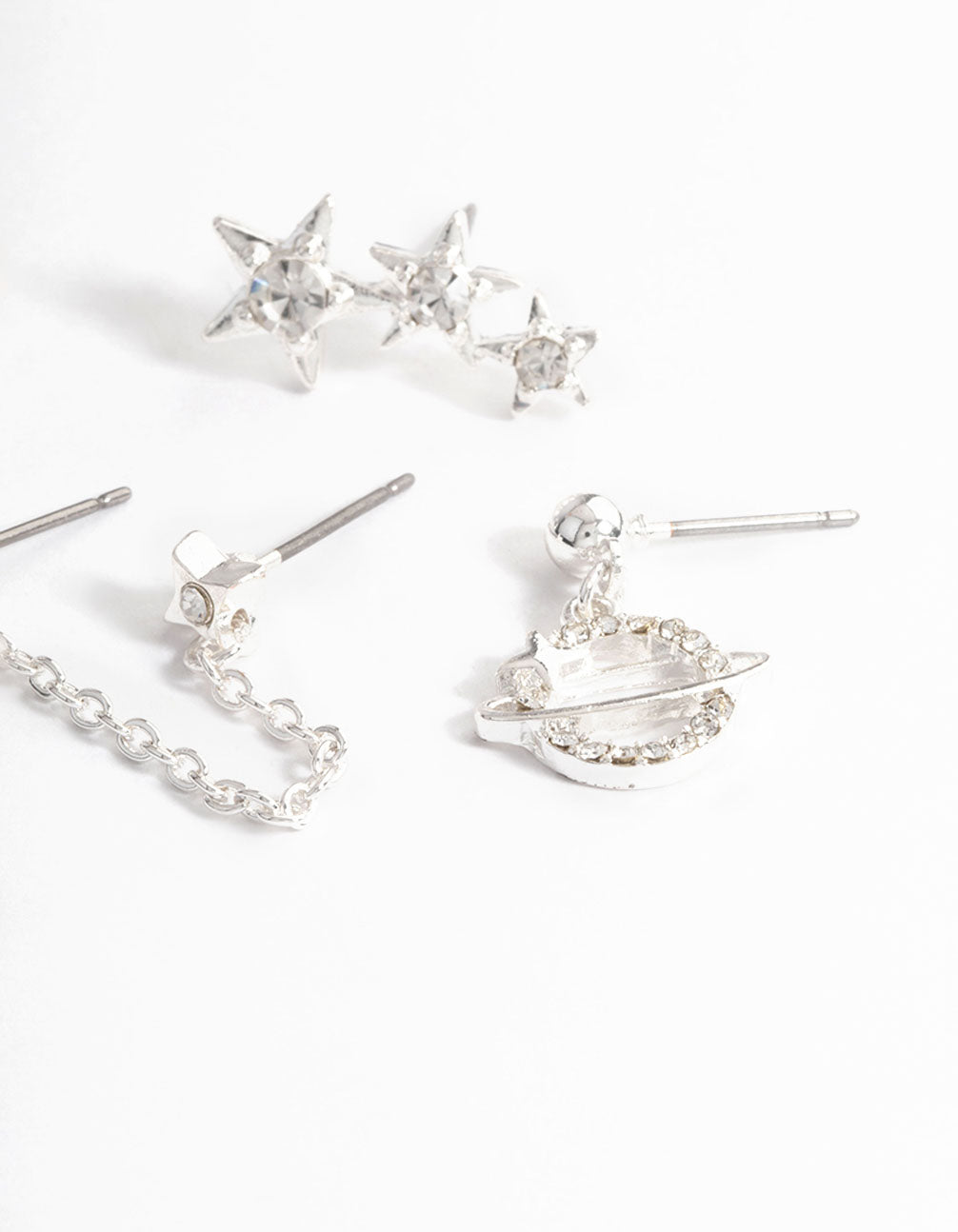 Silver Star Crawler Stack Earrings