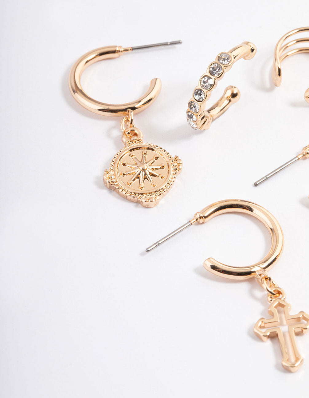 Gold Skull & Cross Stack Earrings
