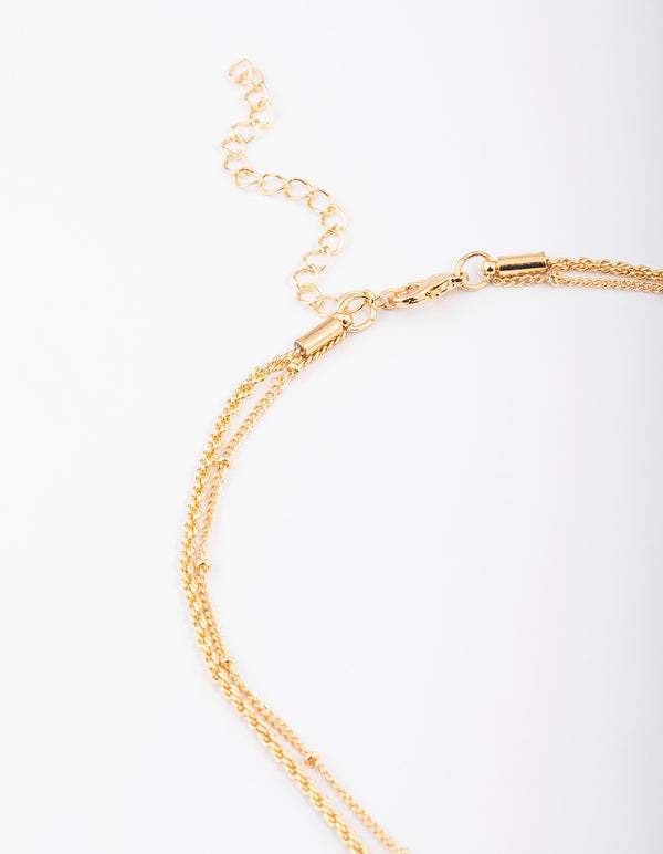 Gold Twist Station Necklace & Earrings Set