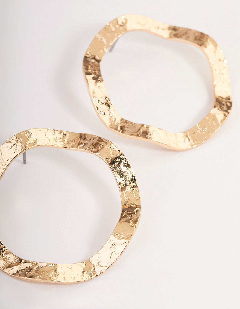 Gold Textured Circle Earrings