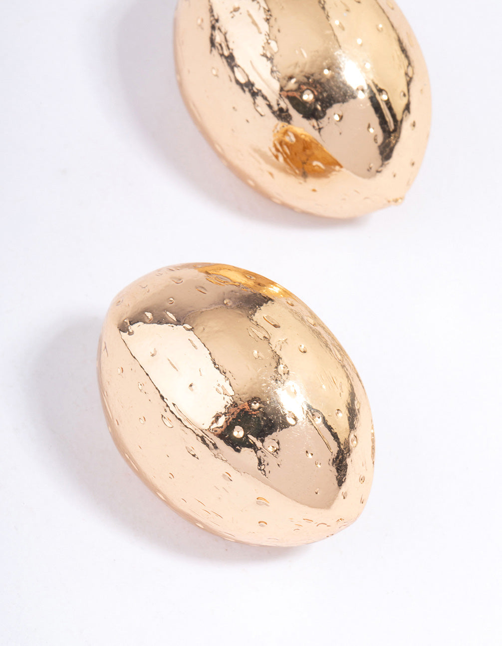 Gold Textured Button Earrings