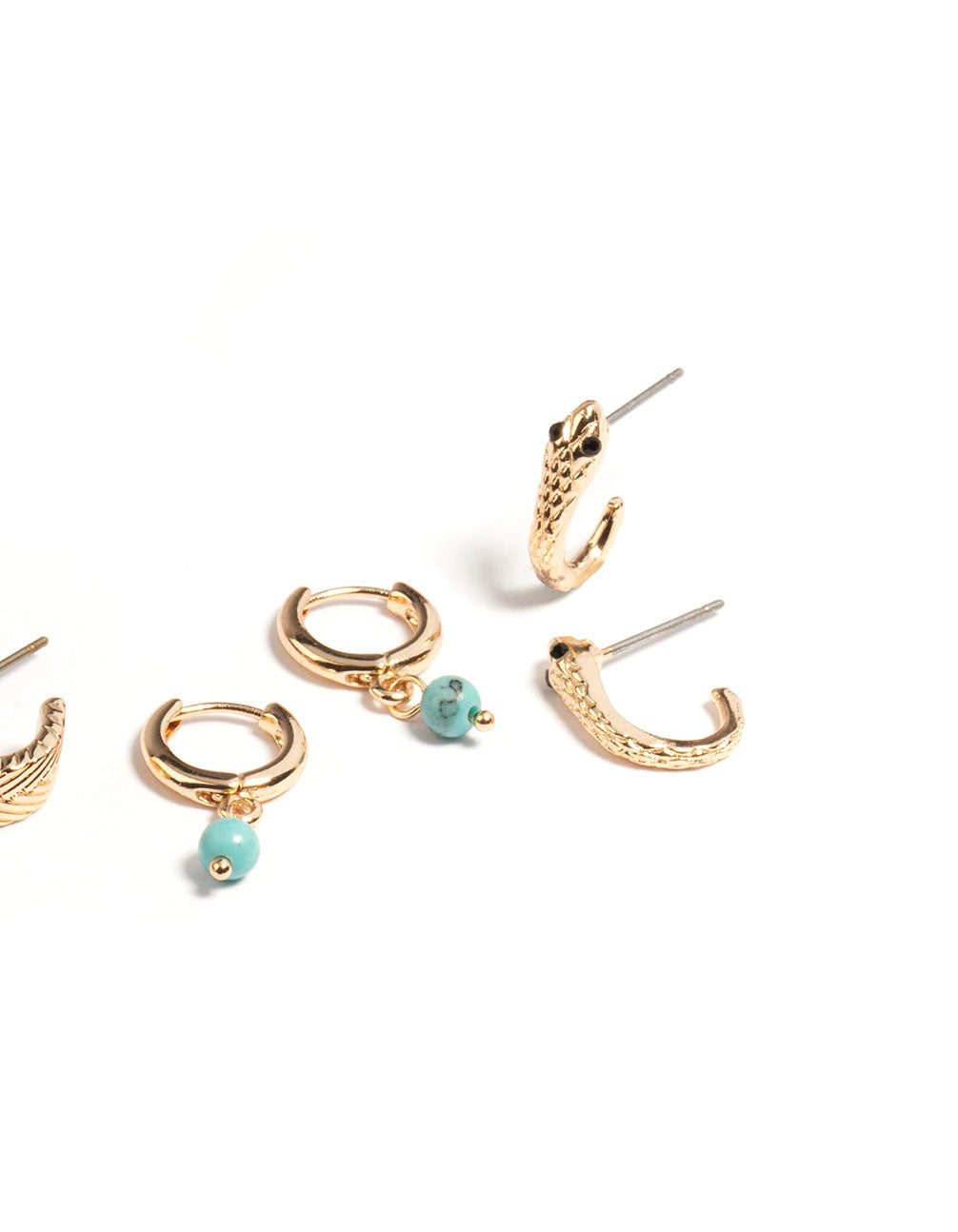 Gold Semi Precious Snake Earrings Set