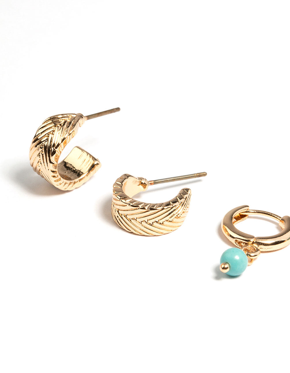 Gold Semi Precious Snake Earrings Set