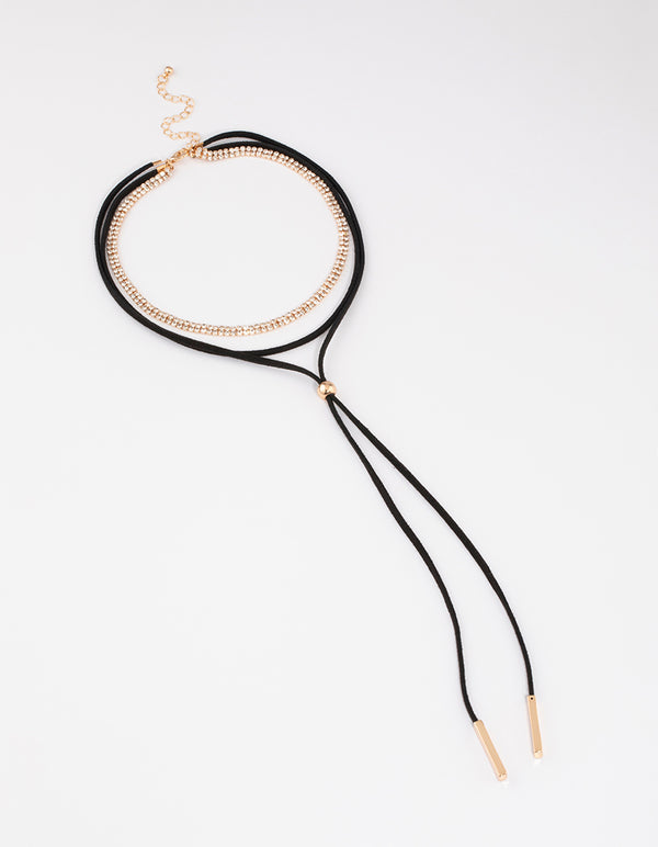 Gold Glamour Cord Bolo Necklace
