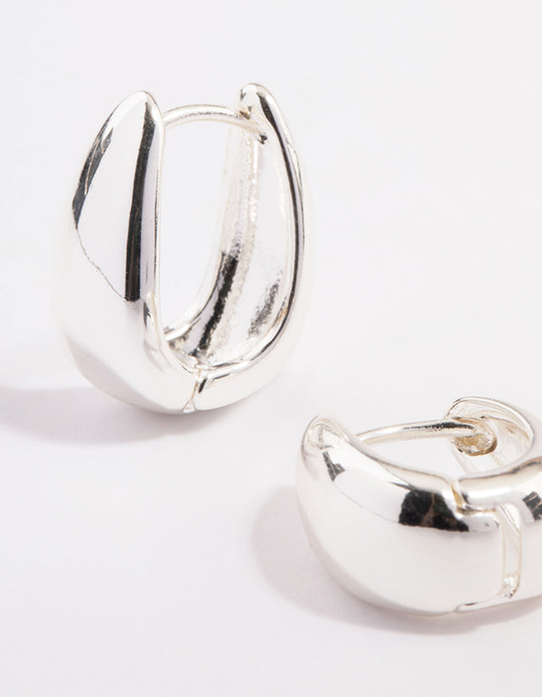 Silver Plated Brass Boho Taper Hoop Earrings