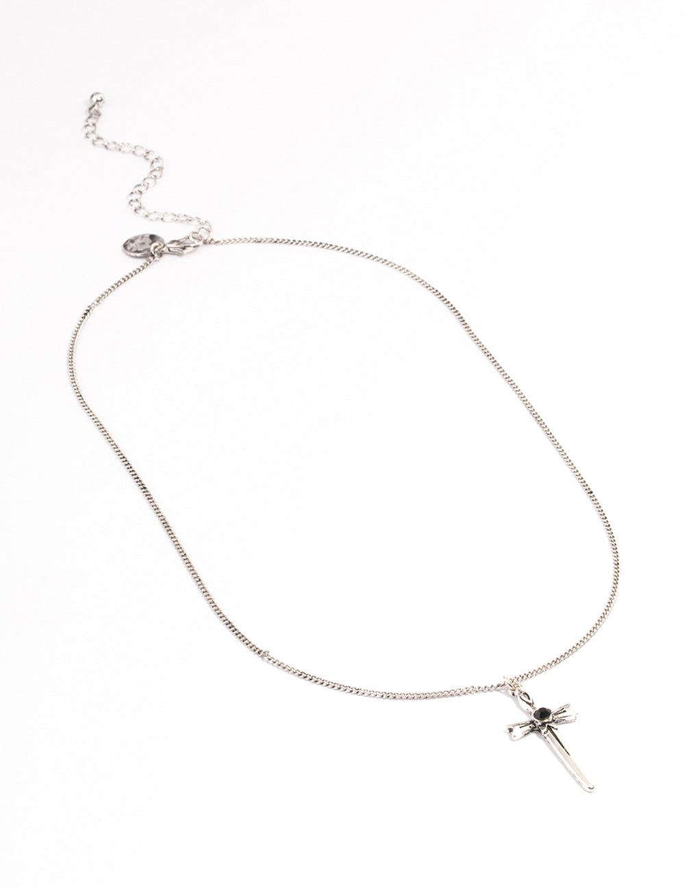 Antique Silver Gothic Cross Necklace