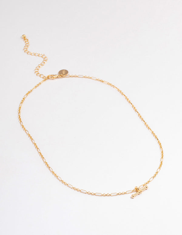 Gold Toggle Figaro Chain Necklace