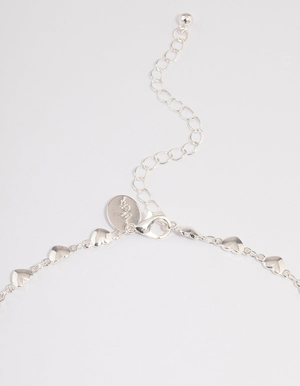 Silver Puffy Heart Choker