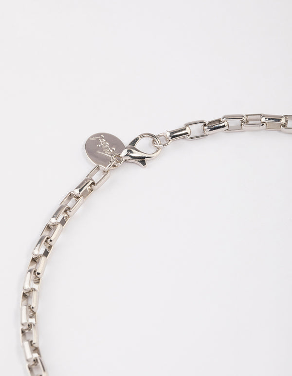 Silver Statement Box Chain Necklace