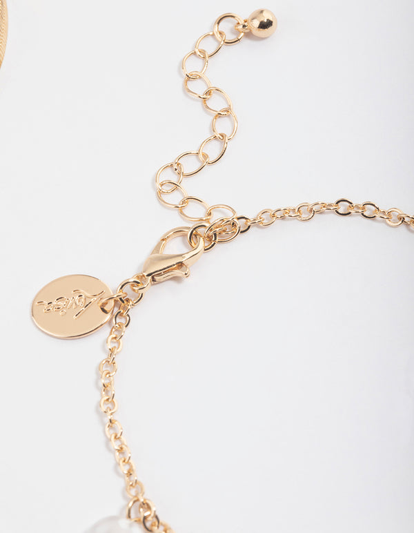 Gold Pearl & Heart Charm Bracelet Pack