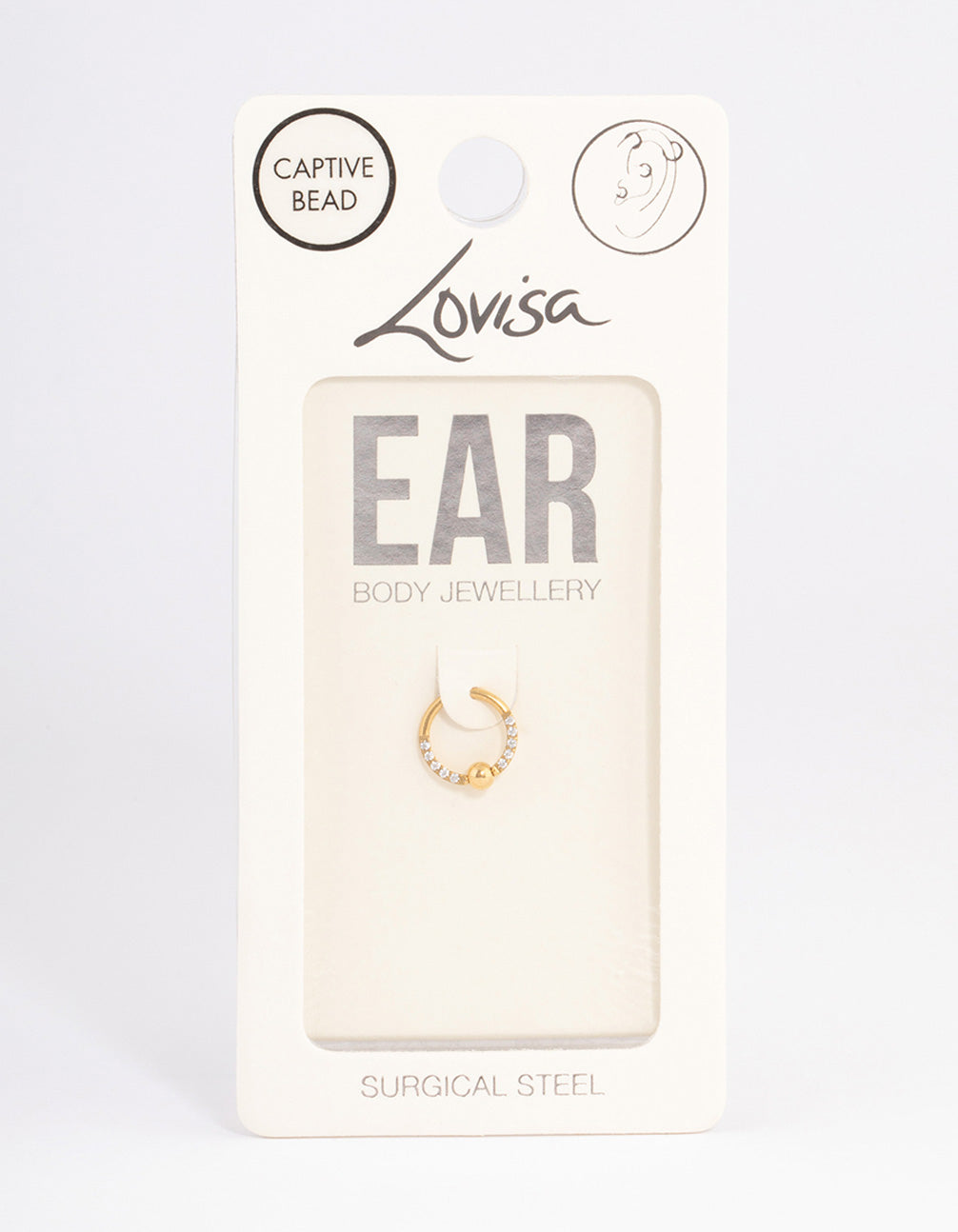 Gold Plated Surgical Steel Cubic Zirconia Bead Earring