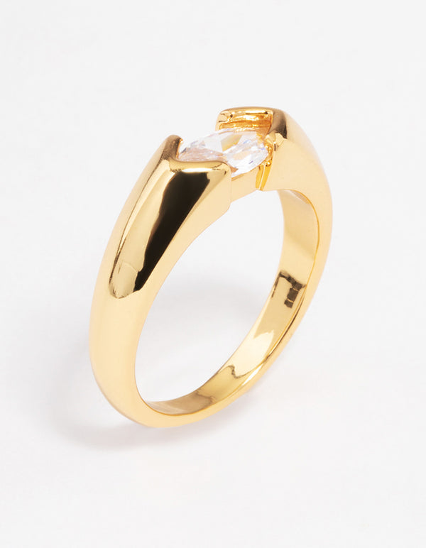 Gold Plated Statement Marquise Ring