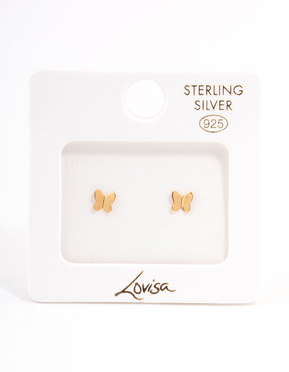 Gold Plated Sterling Silver Polished Butterfly Stud Earrings