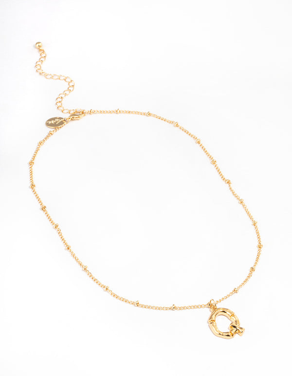 Letter 'Q' Gold Plated Bamboo Initial Necklace
