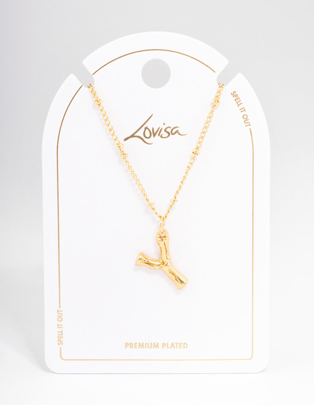 Letter 'Y' Gold Plated Bamboo Initial Necklace