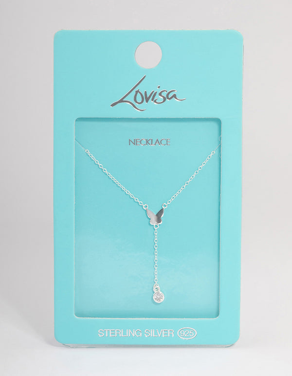 Sterling Silver Butterfly Cubic Zirconia Necklace