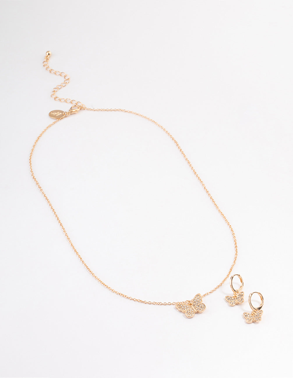 Gold Pave Butterfly Huggie Jewellery Set