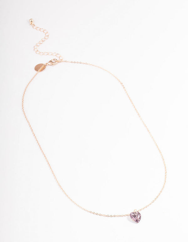 Rose Gold Basic Heart Stone Necklace
