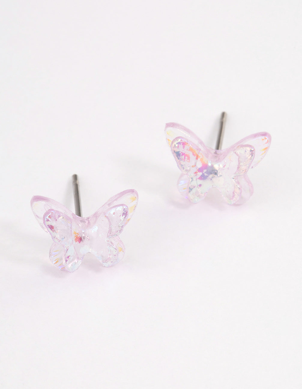 Acrylic Lilac Candy Butterfly Stud Earrings