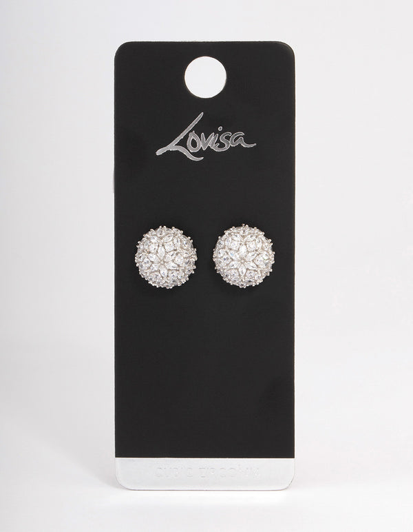 Silver Dome Sparkle Earrings
