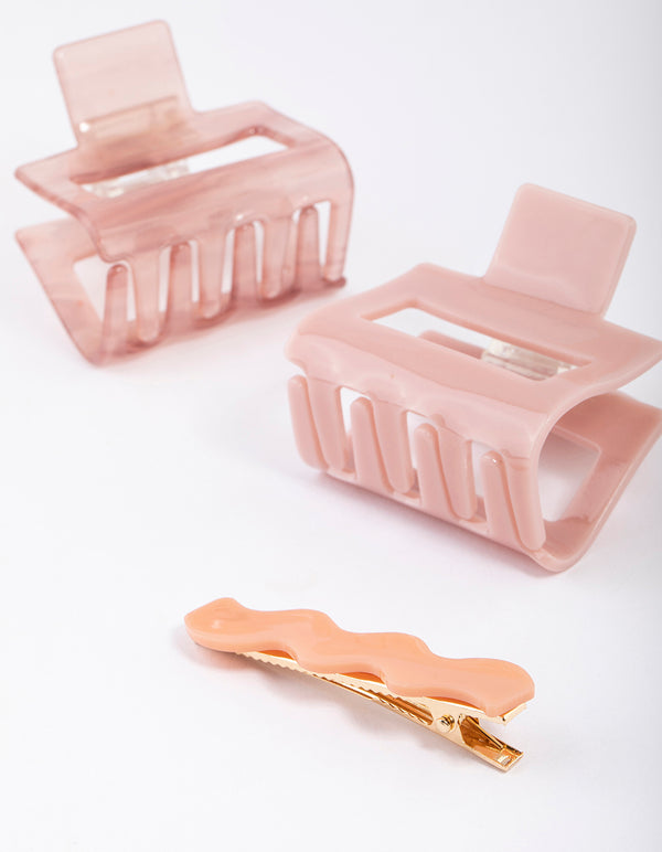 Blush Acrylic Squiggle Claw Clip Pack