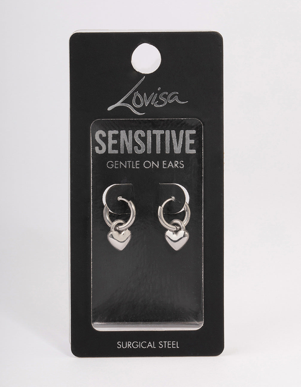 Surgical Steel Heart Charm Huggie Earrings