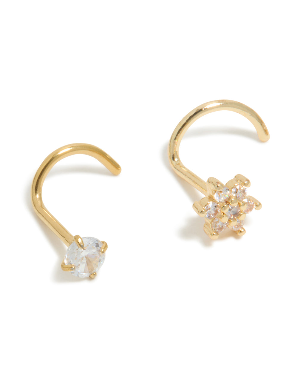Gold Plated Surgical Steel Circle & Flower Nose Studs 3-Pack
