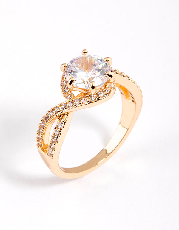 Gold Round Infinity Halo Ring