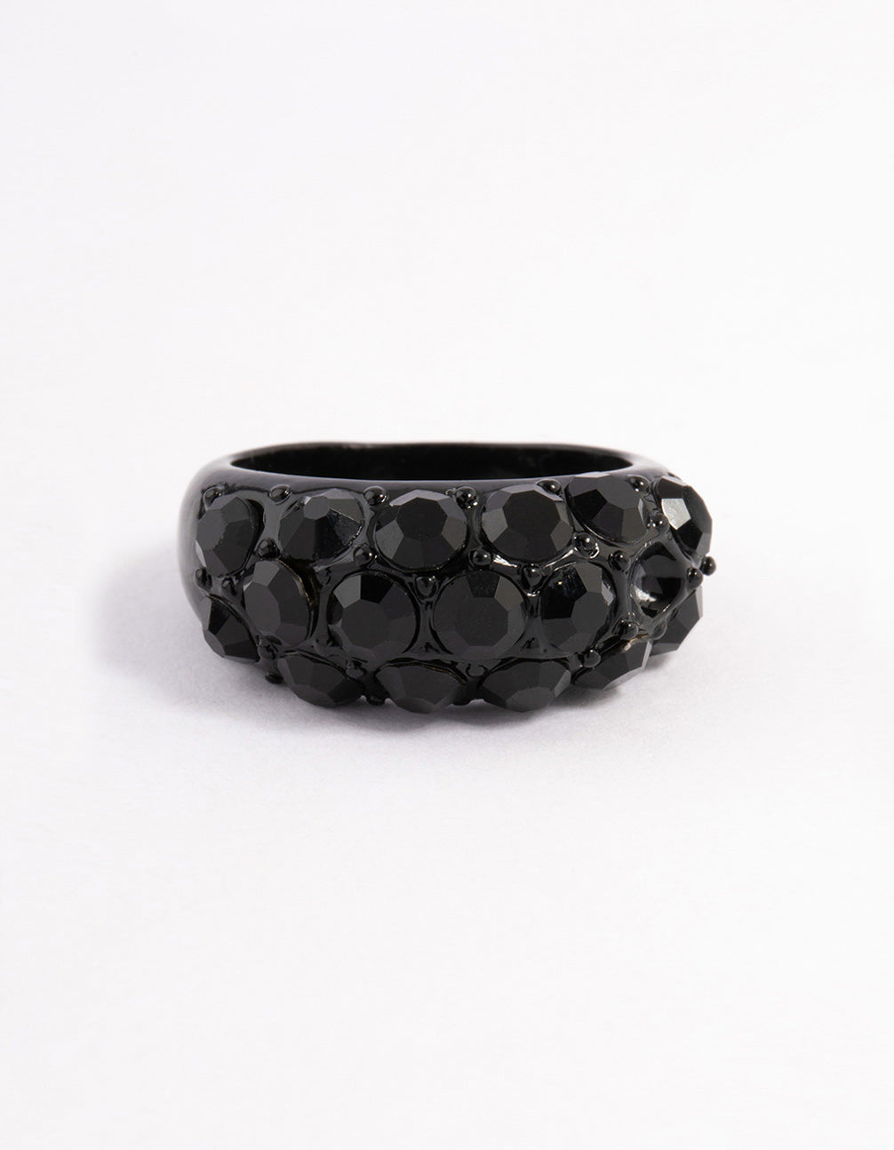 Coated Black Pebble Stone Ring