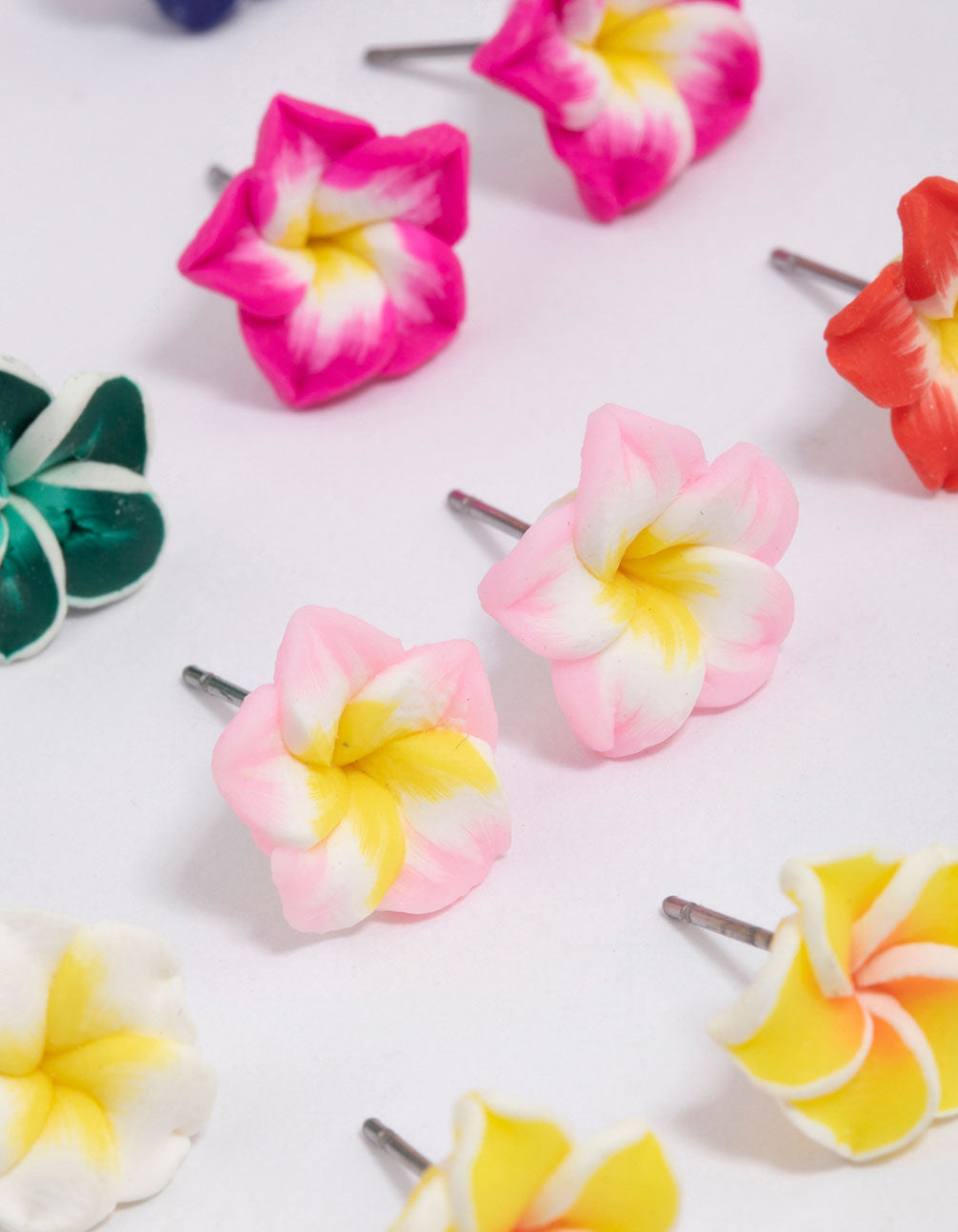 Bright Frangipani Stud Earrings 8-Pack