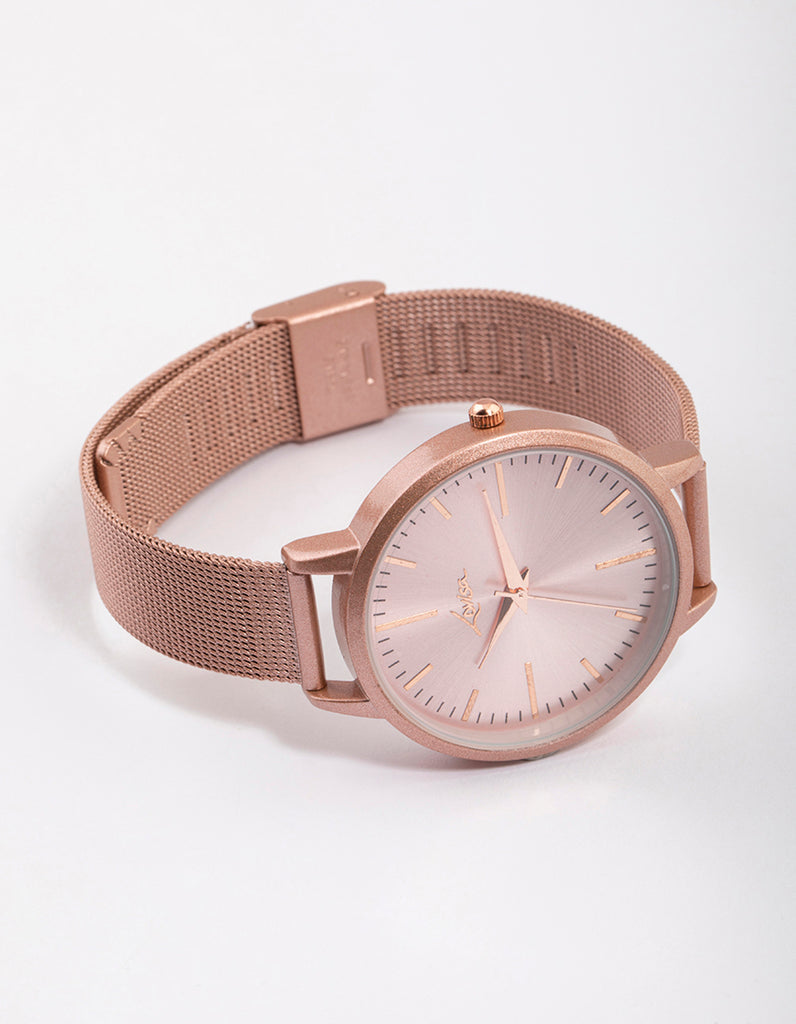 Mixed Metal Pink Metallic Mesh Watch Lovisa - Main Image