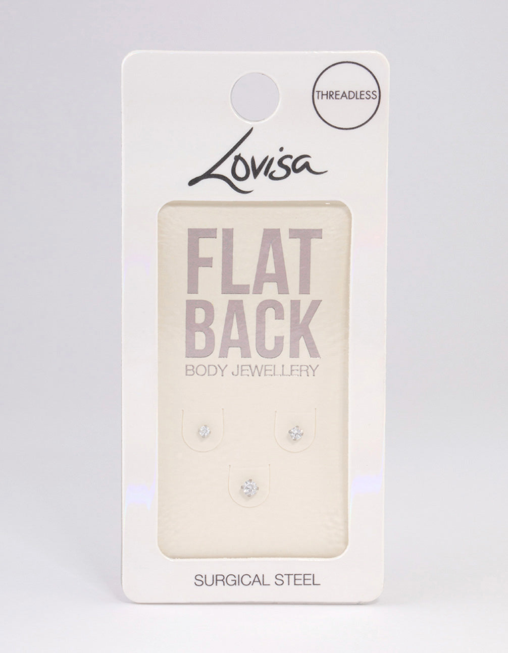 Surgical Steel Cubic Zirconia Stud Flat Back Pack