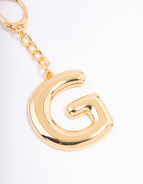 Gold Plated Letter 'G' Initial Key Ring