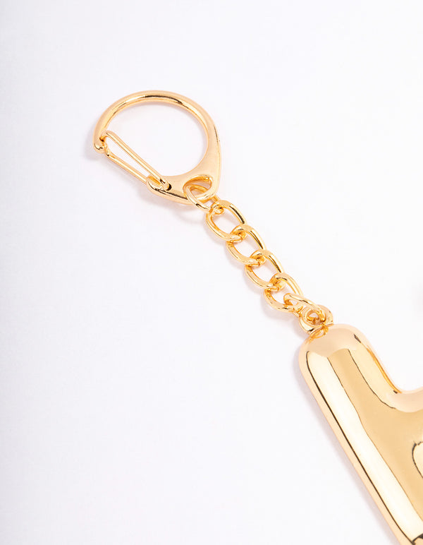 Gold Plated Letter 'H' Initial Key Ring