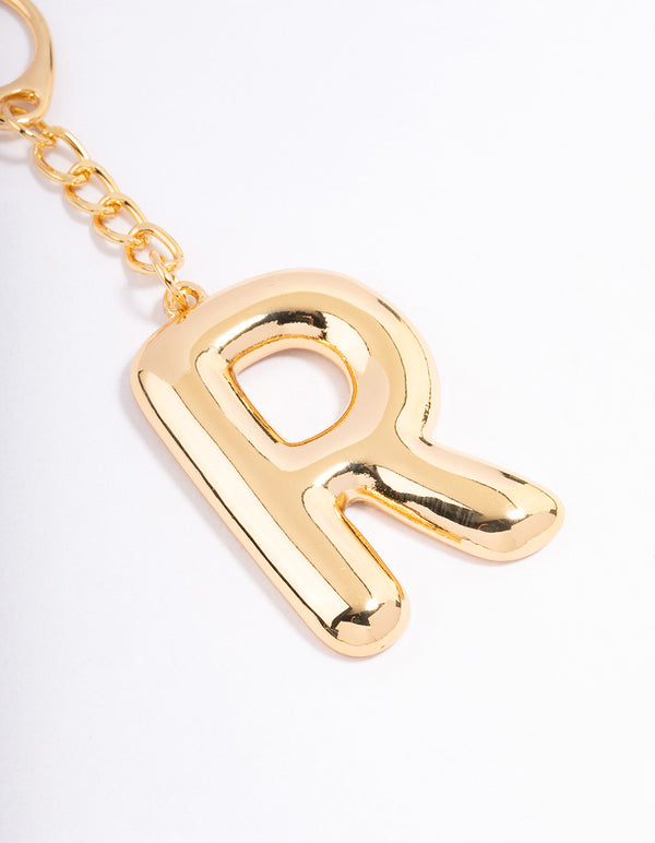 Gold Plated Letter R Key Chain
