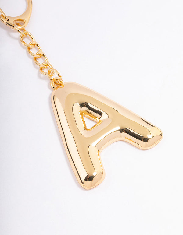 Gold Plated Letter 'A' Initial Key Ring