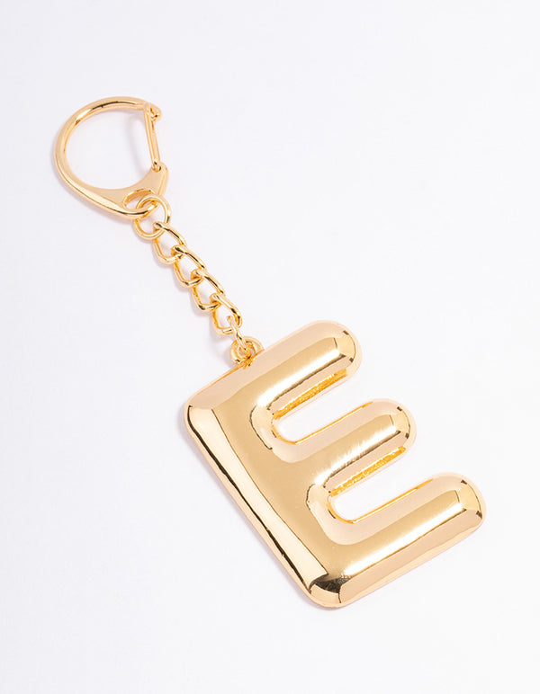 Gold Plated Letter E Key Chain