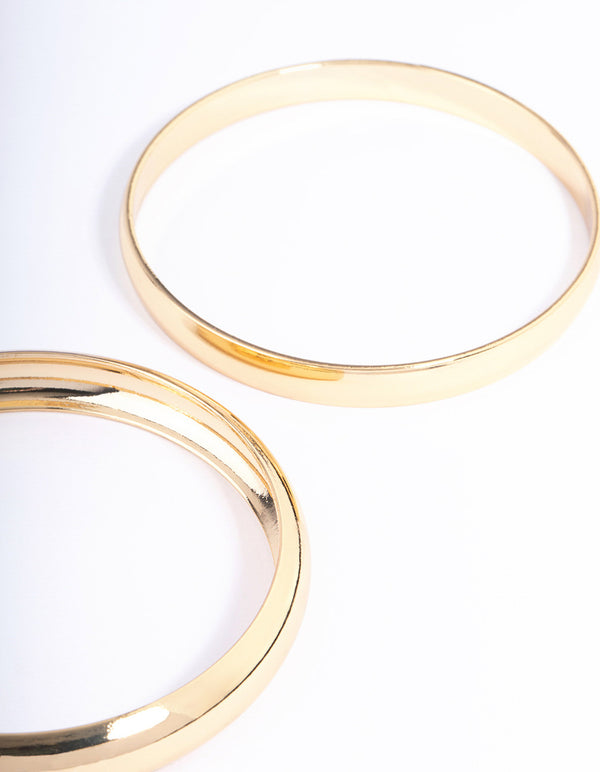 Gold Plated Classic Medium Smooth Bangle Pack