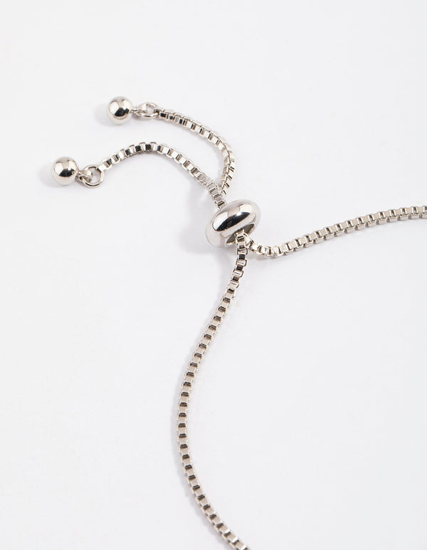 Silver Cubic Zirconia Decorated Cross Toggle Bracelet